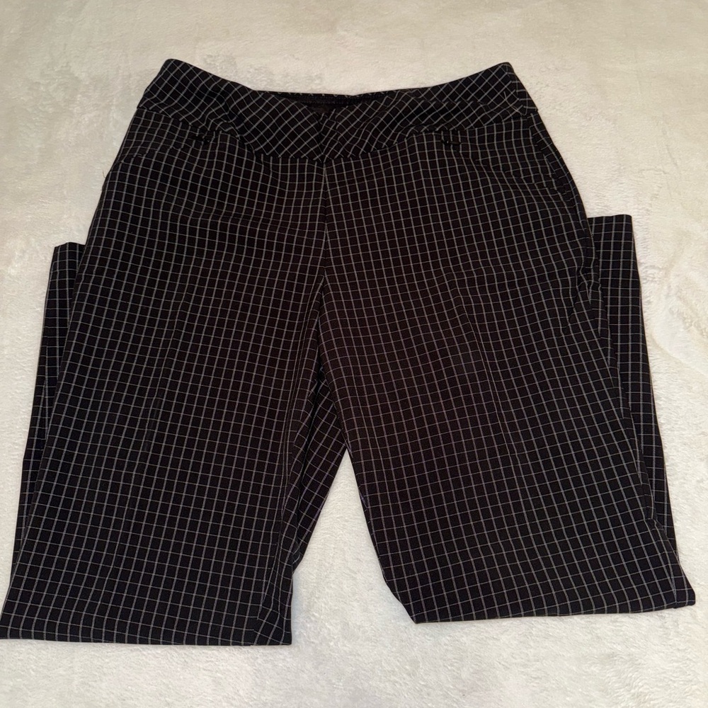 Investments Petite Black Dress Pants with White Lines Size 12PR